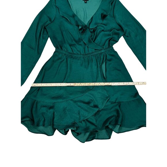 Emerald Green Ruffle Wrap Dress By Express - Size S - Picture 7 of 12